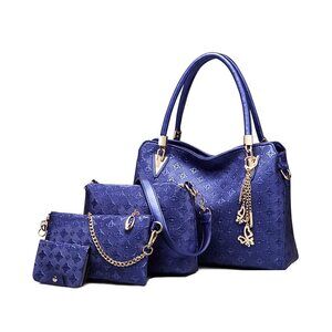 3009 Synthetic PU Leather Tote Satchel Hobo Backpack 4pcs Shoulder